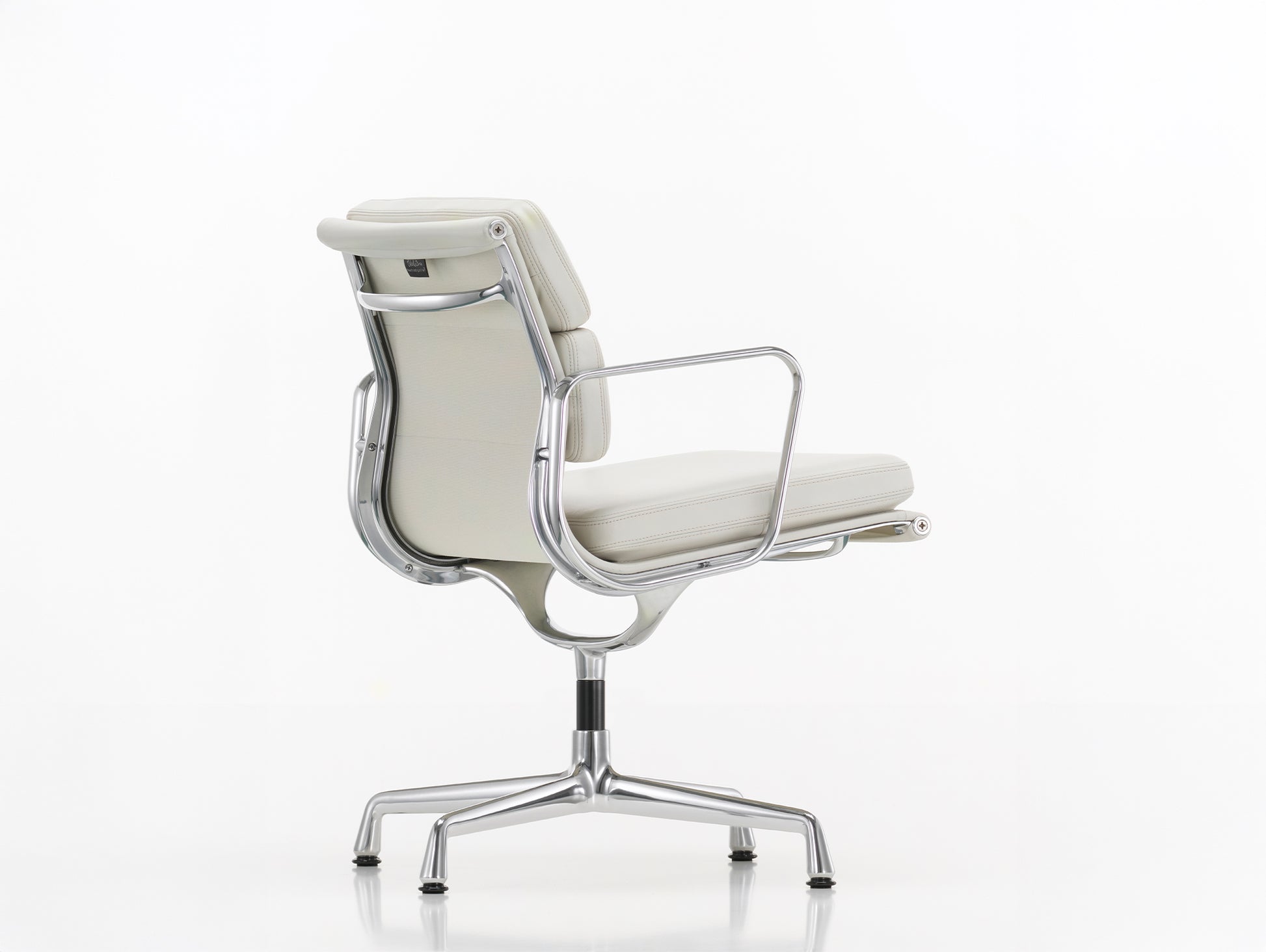 Soft Pad Conference Chair EA 208 by Vitra - Polished Aluminium / Seat: Snow Premium F Leather / Back: Plano White (L50)