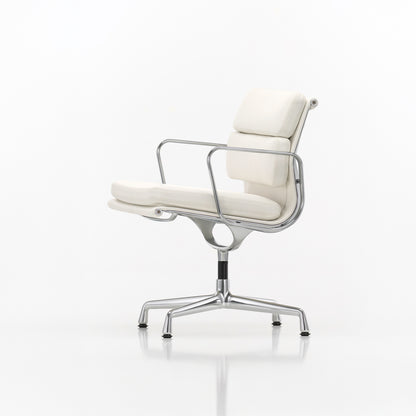 Soft Pad Conference Chair EA 208 by Vitra - Polished Aluminium / Seat: Snow Premium F Leather / Back: Plano White (L50)