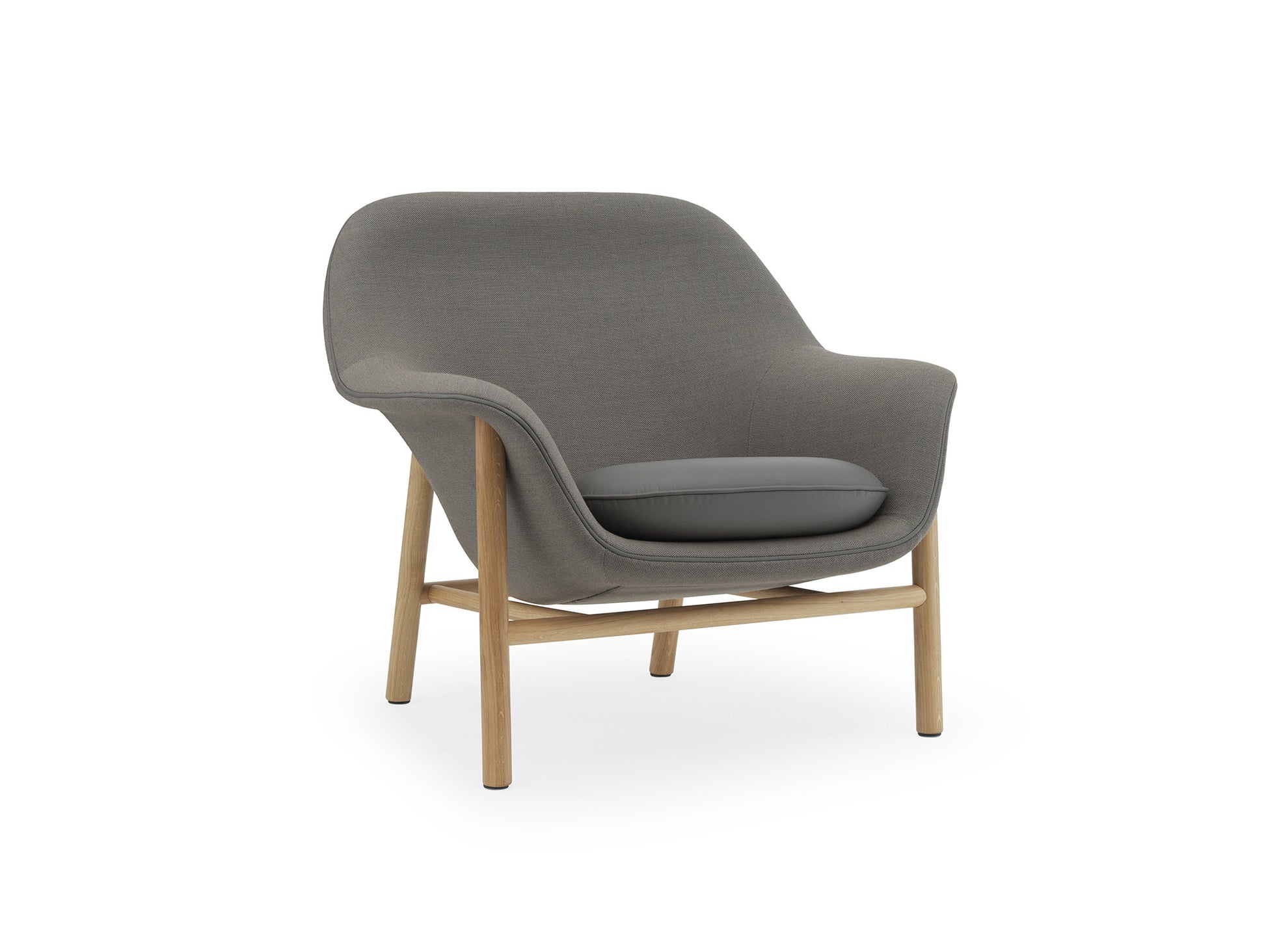 Drape Lounge Chair by Normann Copenhagen - Shell: Steelcut Trio 3 253 / Piping and Seat Cushion: Ultra Leather Lava 41575