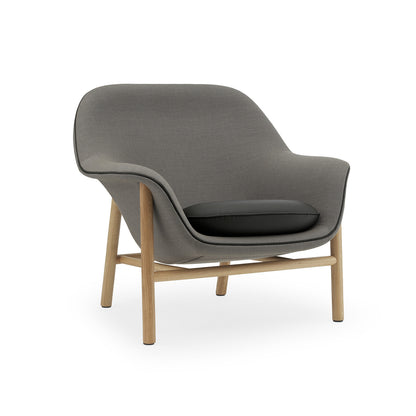 Drape Lounge Chair by Normann Copenhagen - Shell: Steelcut Trio 3 253 / Piping and Seat Cushion: Ultra Leather Black 41599