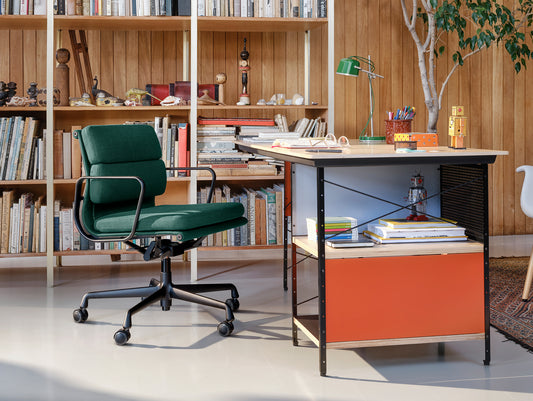 Soft Pad Work Chair EA 217 by Vitra - Deep Black Aluminium / Track Teak Blue Nero