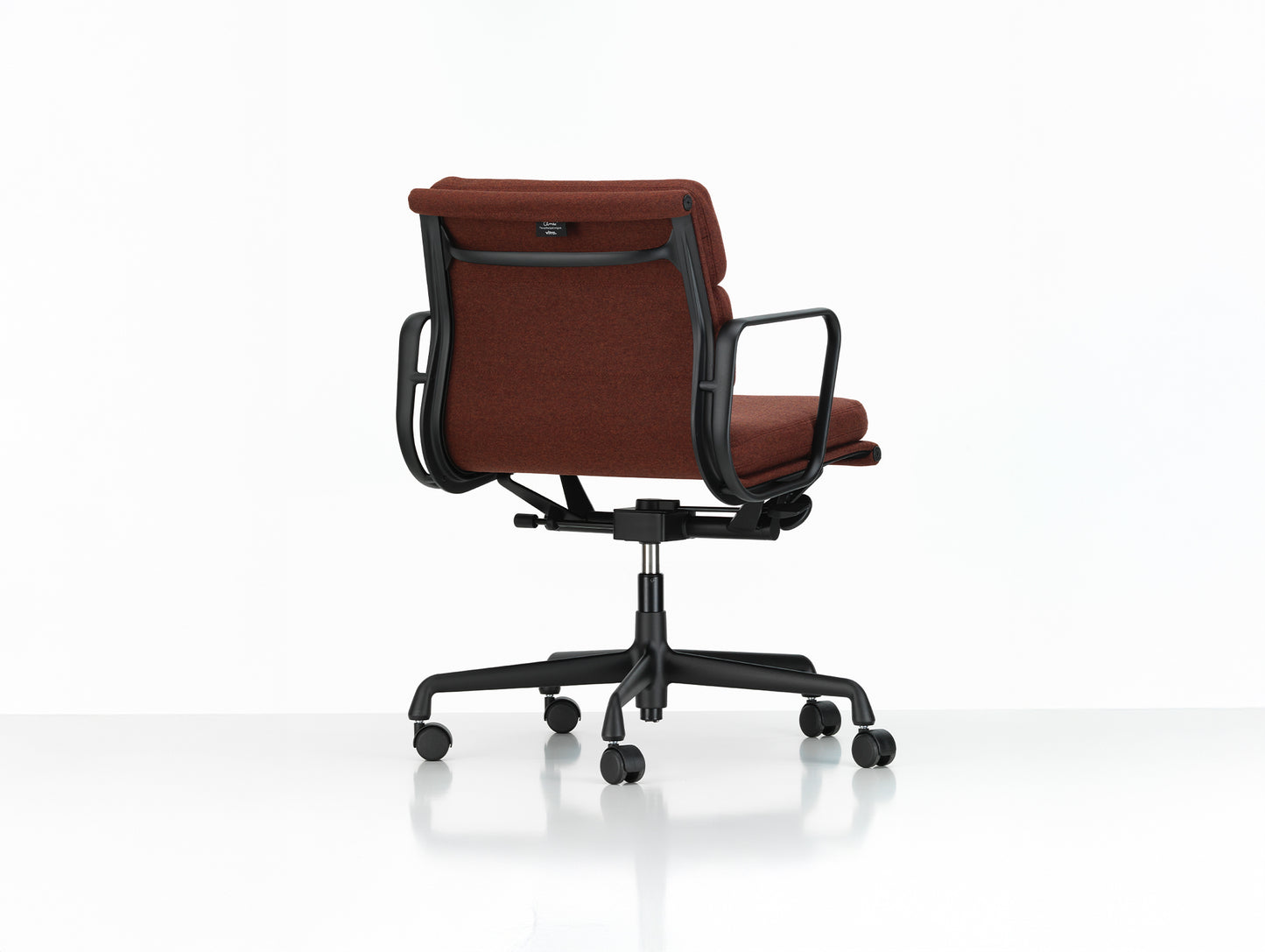 Soft Pad Work Chair EA 217 by Vitra - Deep Black Powder-Coated Aluminium / Cosy 2 Chestnut (F80)