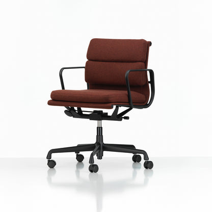 Soft Pad Work Chair EA 217 by Vitra - Deep Black Powder-Coated Aluminium / Cosy 2 Chestnut (F80)