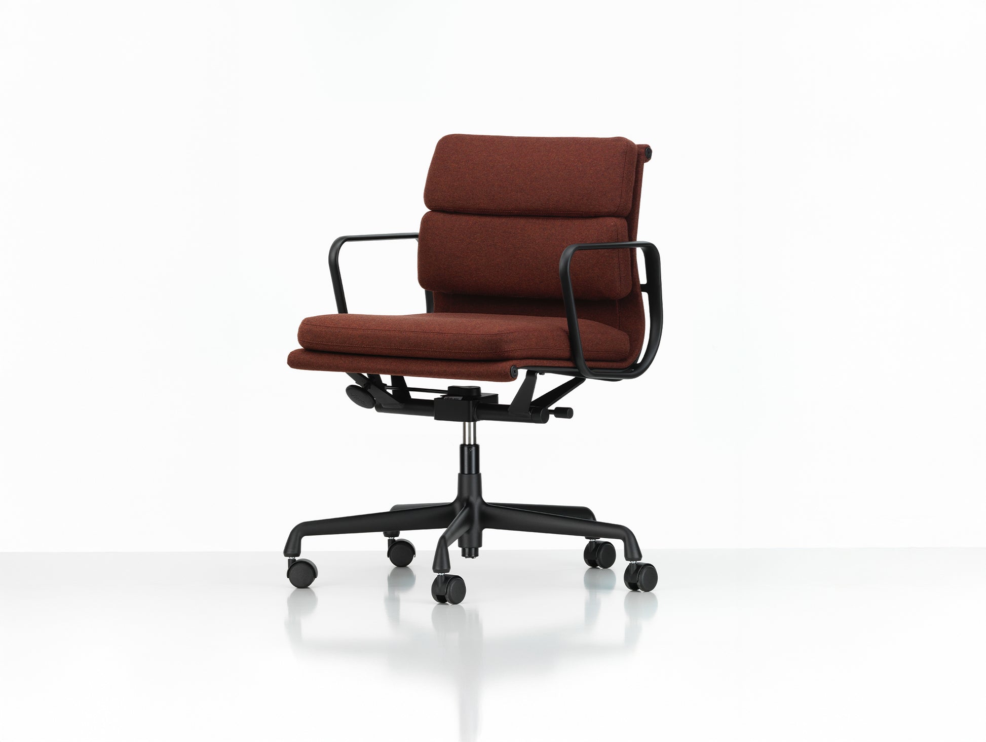 Soft Pad Work Chair EA 217 by Vitra - Deep Black Powder-Coated Aluminium / Cosy 2 Chestnut (F80)