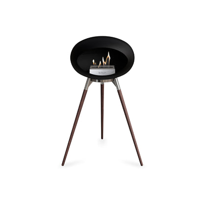 Ground High Fireplace by Le Feu - Black Dome / Polished Steel Bowl / Smoked Oak Base
