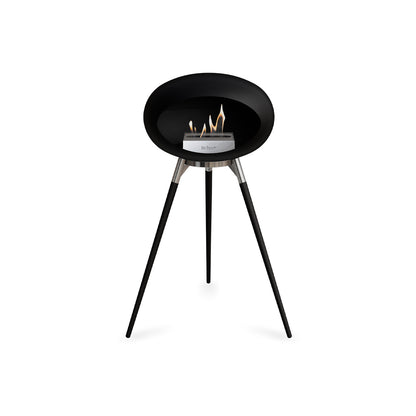 Ground High Fireplace by Le Feu - Black Dome / Polished Steel Bowl / Black Oak Base