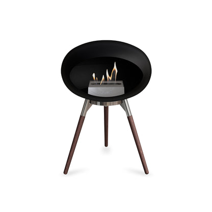 Ground Low Fireplace by Le Feu - Black Dome / Polished Steel Bowl / Smoked Oak Base