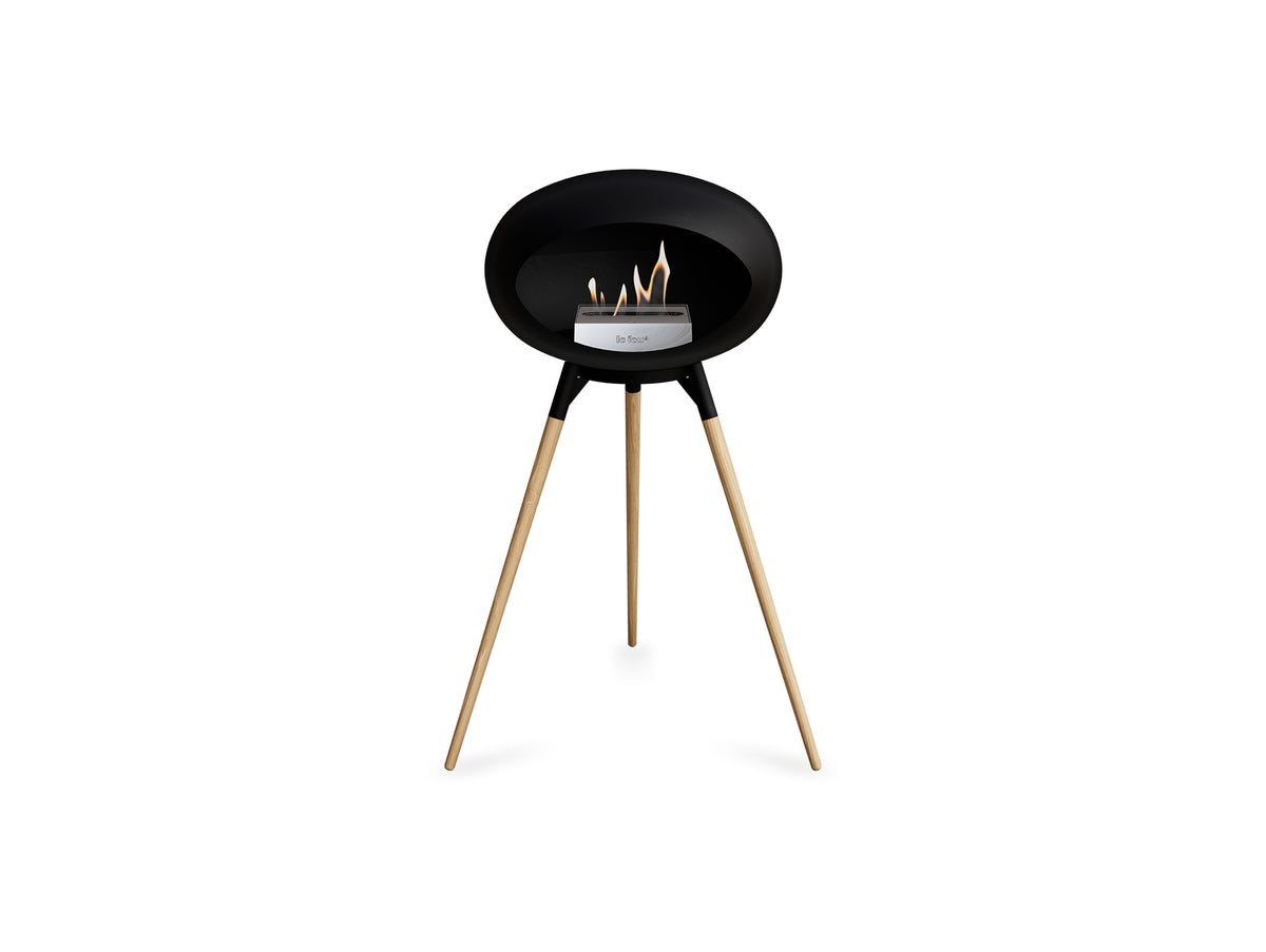 Ground High Fireplace by Le Feu - Black Dome / Black Bowl / Soaped Oak Base