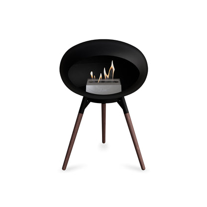 Ground Low Fireplace by Le Feu - Black Dome / Black Bowl / Smoked Oak Base
