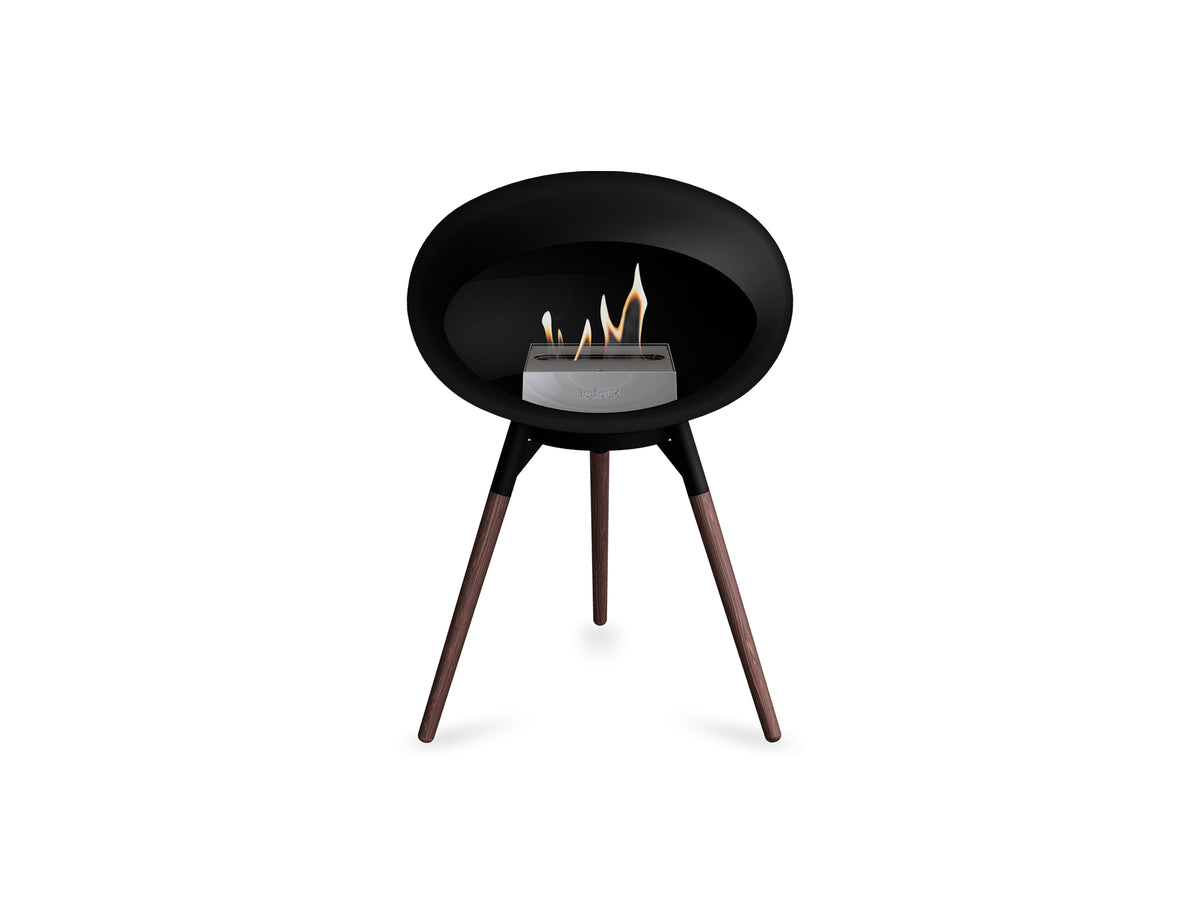 Ground Low Fireplace by Le Feu - Black Dome / Black Bowl / Smoked Oak Base