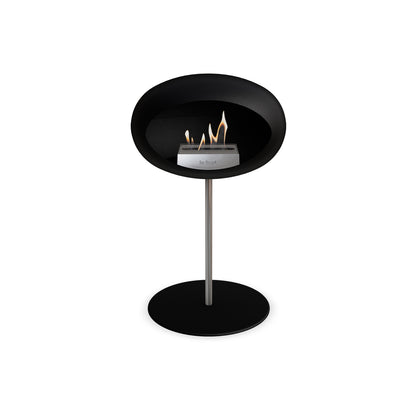 Steel Low Fireplace by Le Feu - Black Dome/ Polished Steel Pole 25 mm / Black Plate