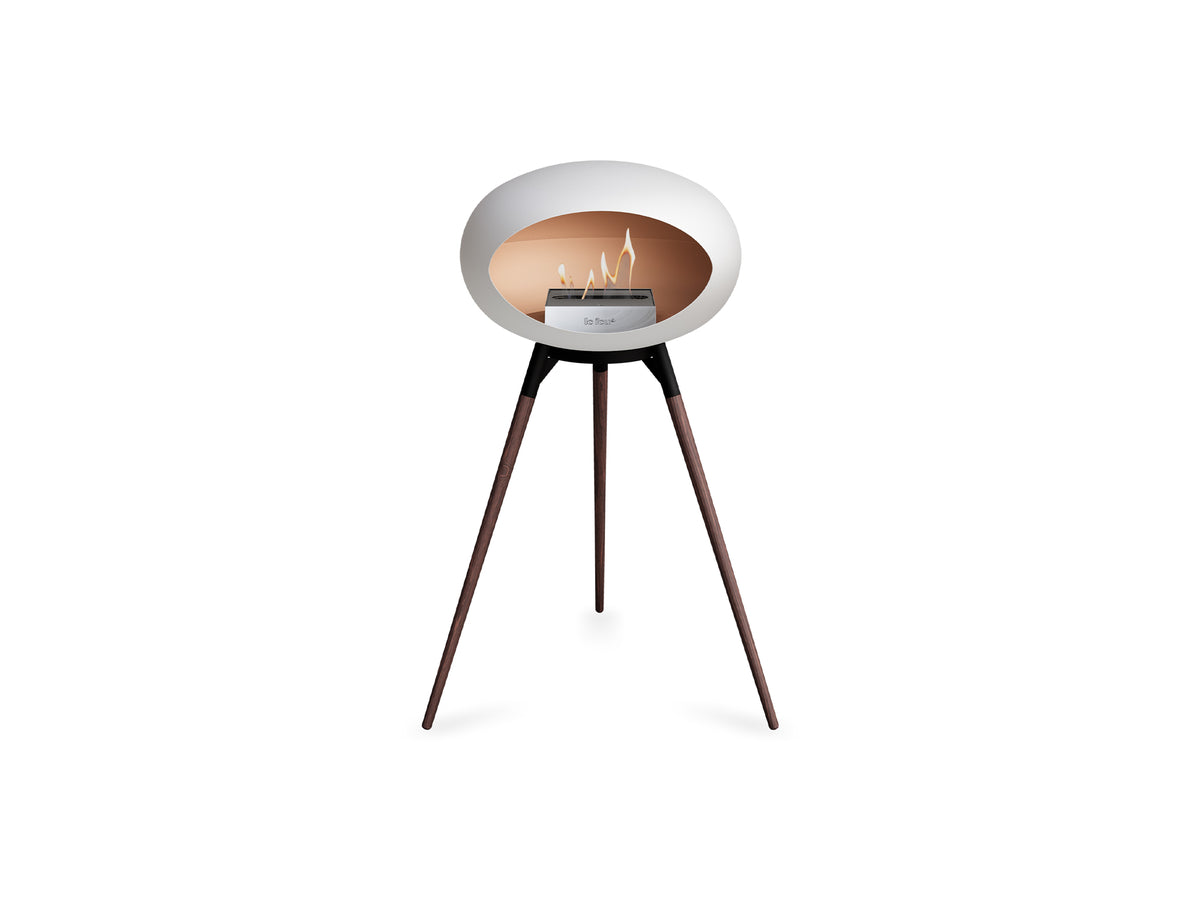 Ground High Fireplace by Le Feu - White Dome / Black Bowl / Smoked Oak Base