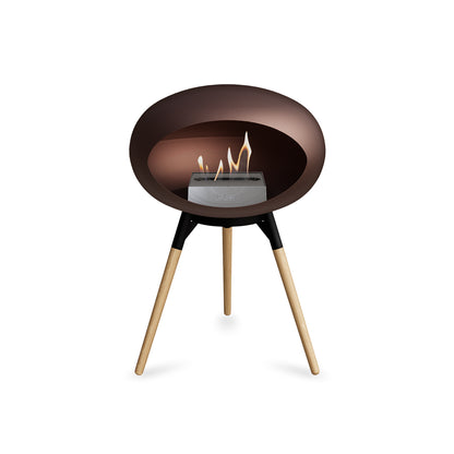 Ground Low Fireplace by Le Feu - Mocca Dome / Black Bowl / Soaped Oak Base