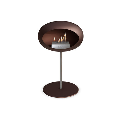 Steel Low Fireplace by Le Feu - Mocca Dome/ Polished Steel 25 mm / Mocca Plate