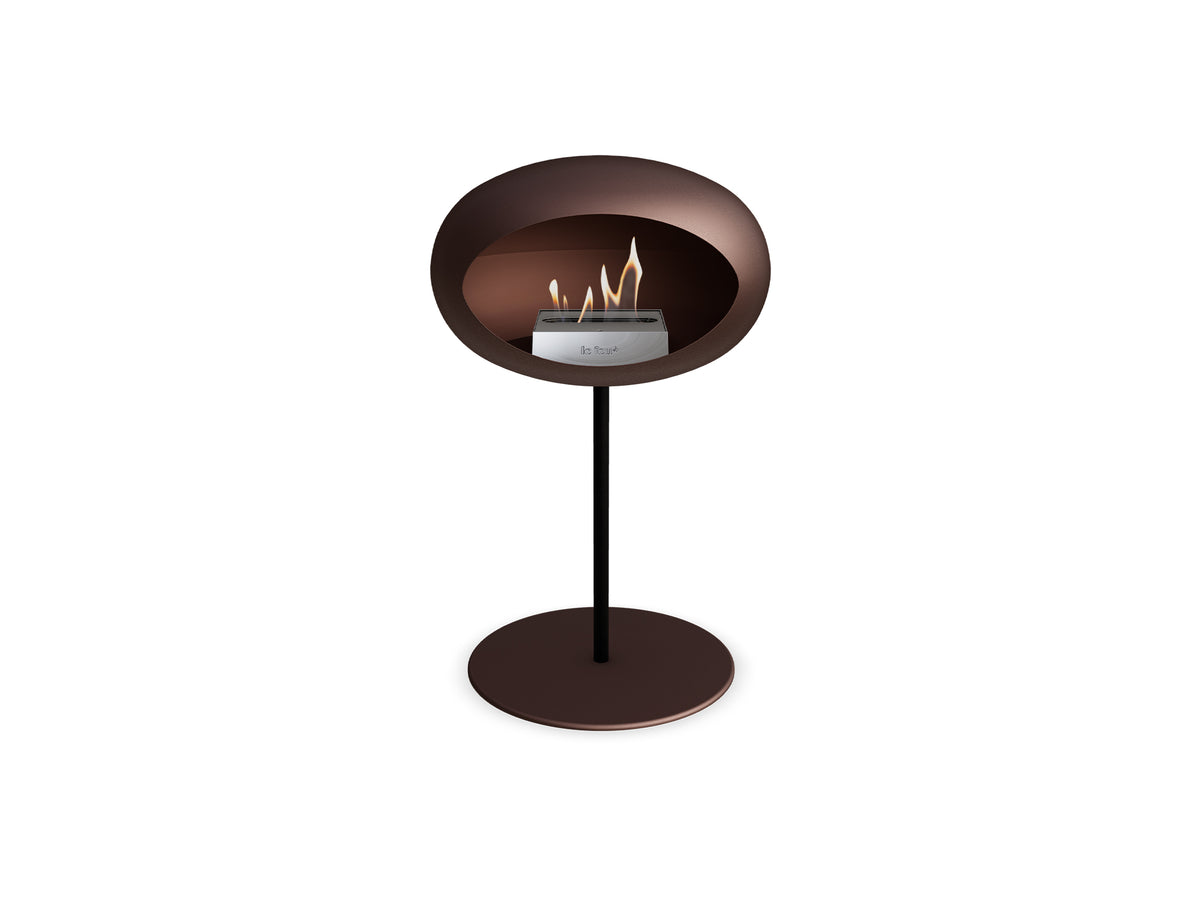 Steel Low Fireplace by Le Feu - Mocca Dome/ Black Pole 25 mm / Mocca Plate