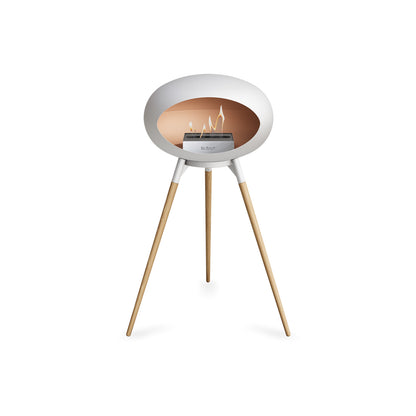 Ground High Fireplace by Le Feu - White Dome / White Bowl / Soaped Oak Base