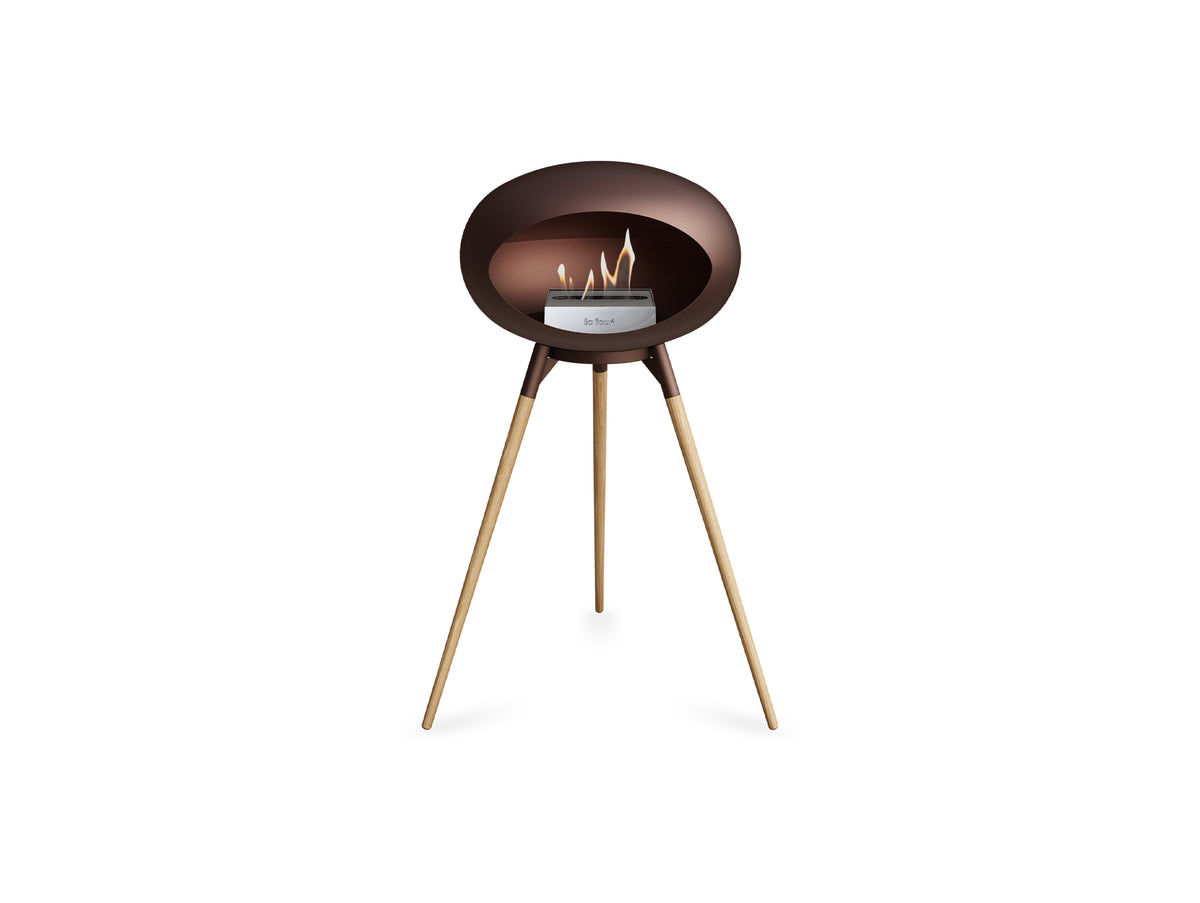 Ground High Fireplace by Le Feu - Mocca Dome / Mocca Bowl / Soaped Oak Base