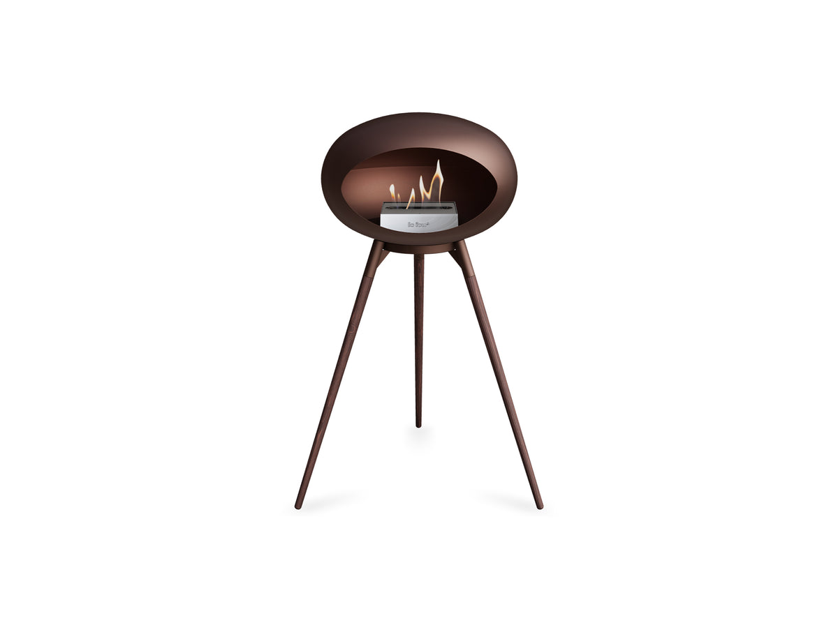 Ground High Fireplace by Le Feu - Mocca Dome / Mocca Bowl / Smoked Oak Base