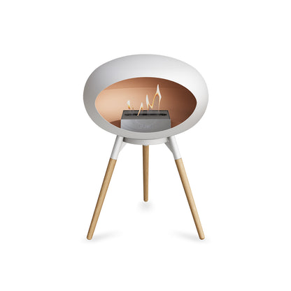 Ground Low Fireplace by Le Feu - White Dome / White Bowl / Soaped Oak Base