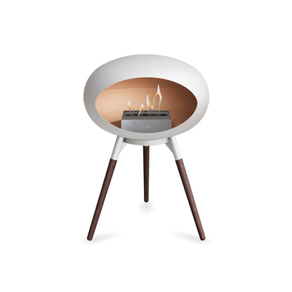 Ground Low Fireplace by Le Feu - White Dome / White Bowl / Smoked Oak Base