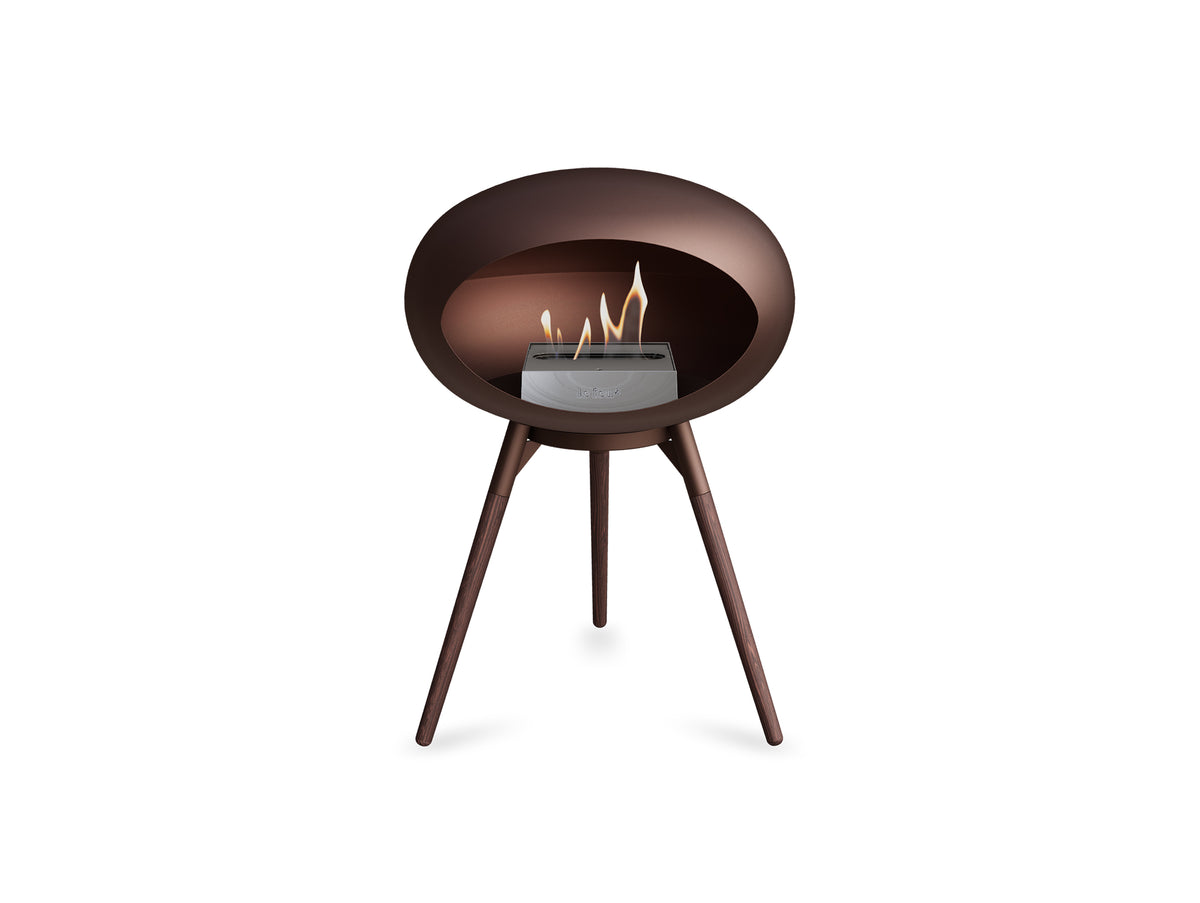Ground Low Fireplace by Le Feu - Mocca Dome / Mocca Bowl / Smoked Oak Base