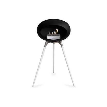 Ground High Fireplace by Le Feu - Black Dome / Polished Steel Bowl / White Oak Base