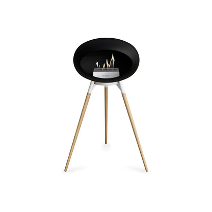 Ground High Fireplace by Le Feu - Black Dome / White Bowl / Soaped Oak Base