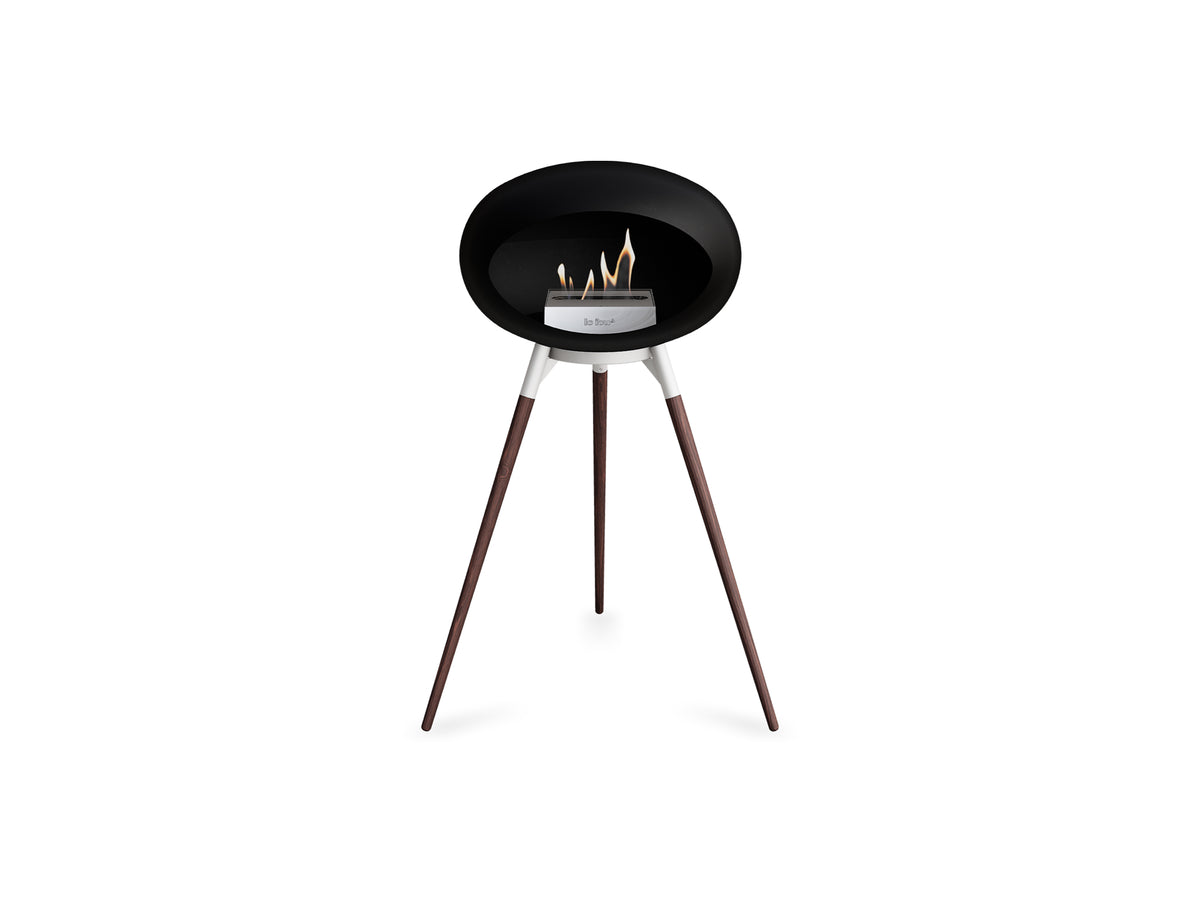 Ground High Fireplace by Le Feu - Black Dome / White Bowl / Smoked Oak Base