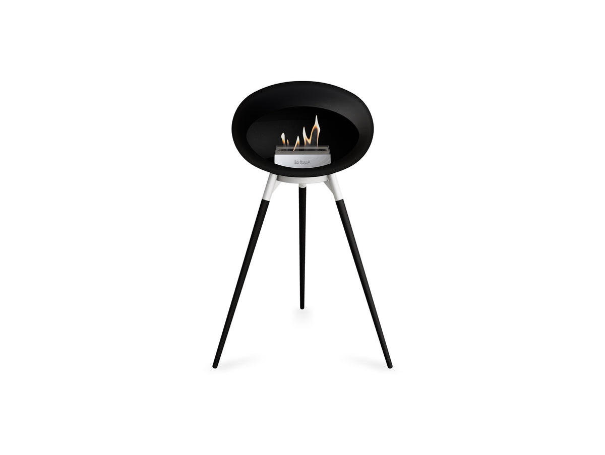 Ground High Fireplace by Le Feu - Black Dome / White Bowl / Black Oak Base