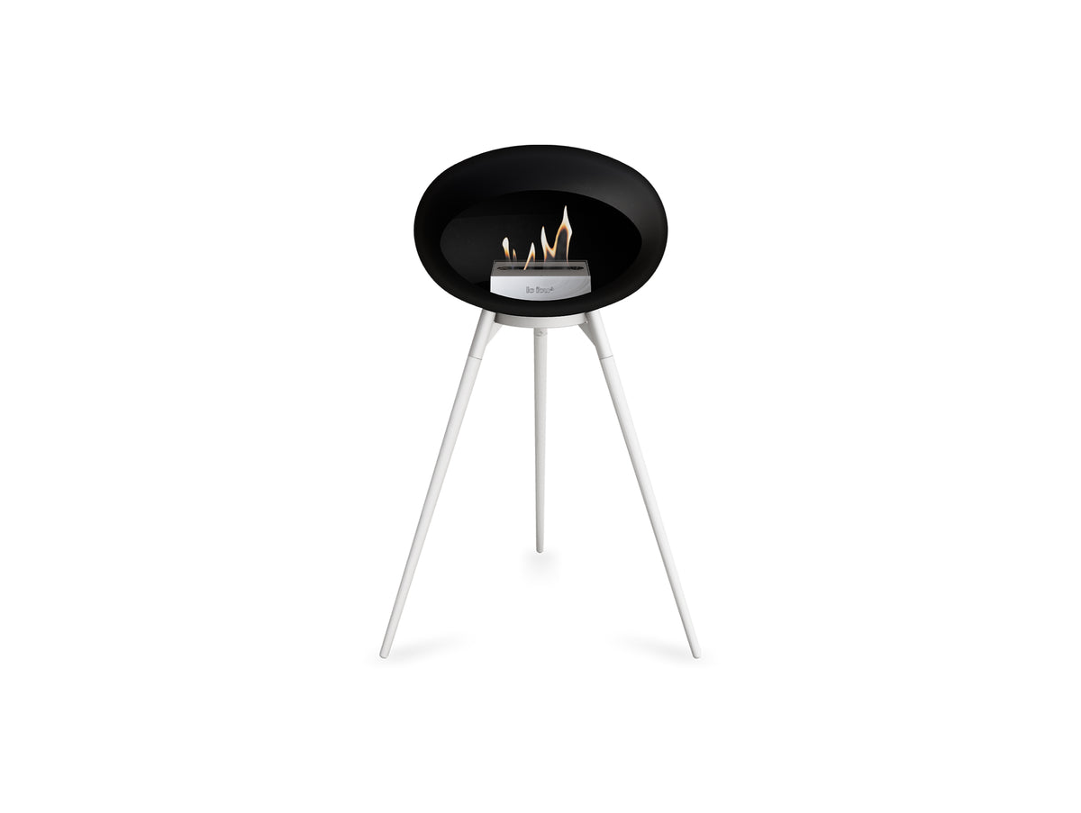 Ground High Fireplace by Le Feu - Black Dome / White Bowl / White Oak Base