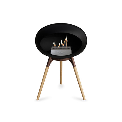 Ground Low Fireplace by Le Feu - Black Dome / Mocca Bowl / Soaped Oak Base