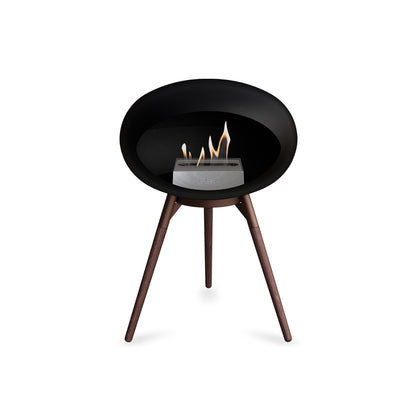 Ground Low Fireplace by Le Feu - Black Dome / Mocca Bowl / Smoked Oak Base