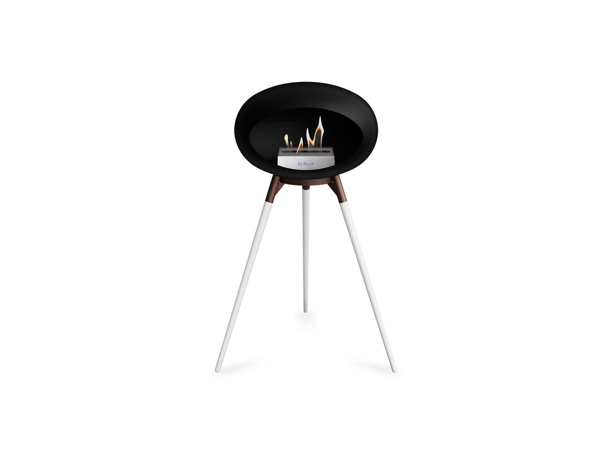 Ground High Fireplace by Le Feu - Black Dome / Mocca Bowl / White Oak Base