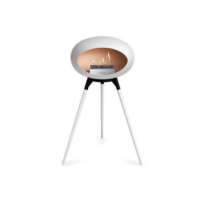 Ground High Fireplace by Le Feu - White Dome / Black Bowl / White Oak Base