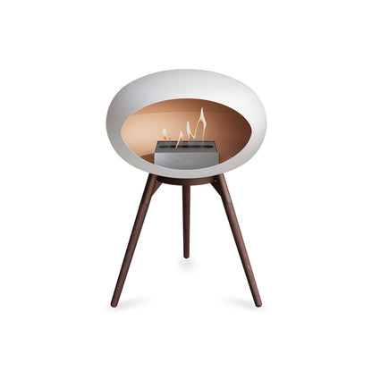 Ground Low Fireplace by Le Feu - White Dome / Mocca Bowl / Smoked Oak Base