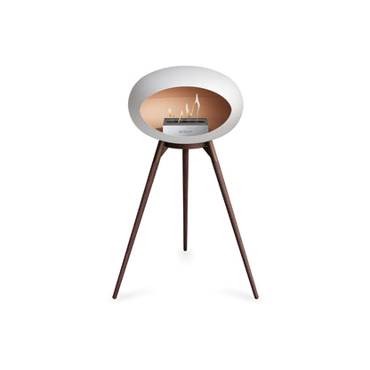 Ground High Fireplace by Le Feu - White Dome / Mocca Bowl / Smoked Oak Base