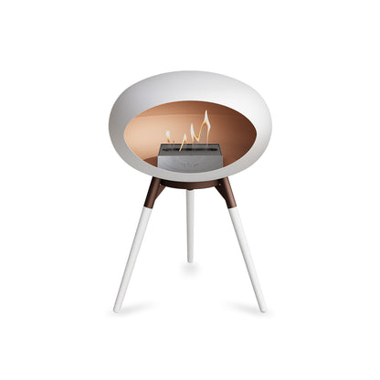 Ground Low Fireplace by Le Feu - White Dome / Mocca Bowl / White Oak Base