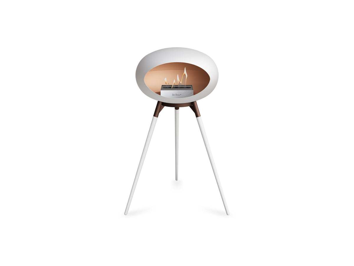Ground High Fireplace by Le Feu - White Dome / Mocca Bowl / White Oak Base