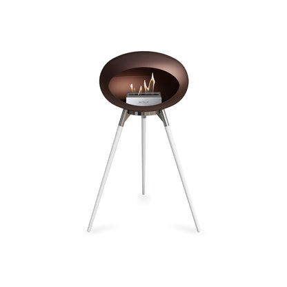 Ground High Fireplace by Le Feu - Mocca Dome / Polished Steel Bowl / White Oak Base