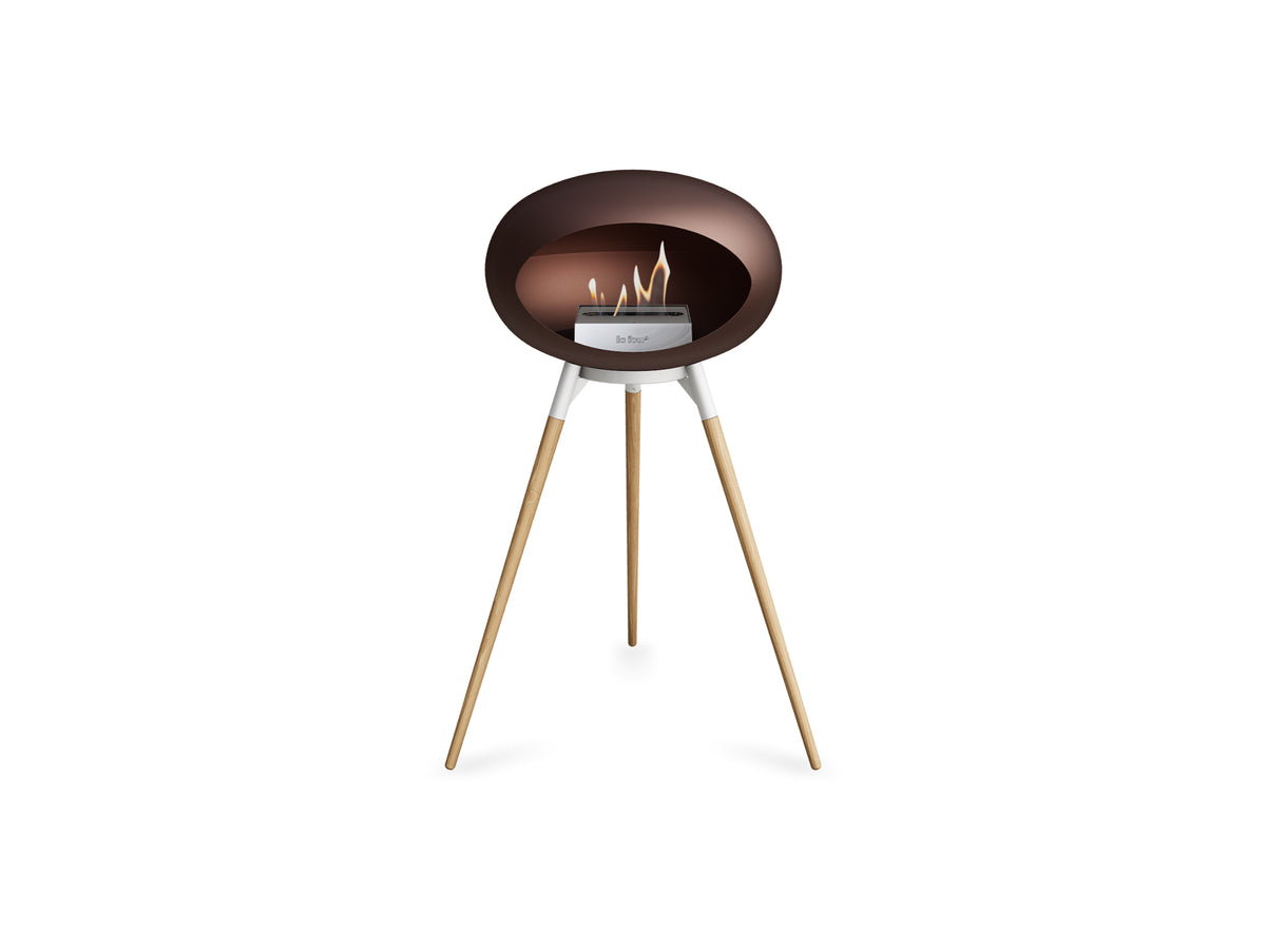 Ground High Fireplace by Le Feu - Mocca Dome / White Bowl / Soaped Oak Base