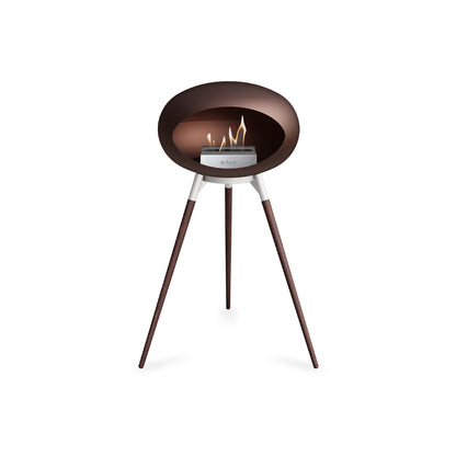 Ground High Fireplace by Le Feu - Mocca Dome / White Bowl / Smoked Oak Base