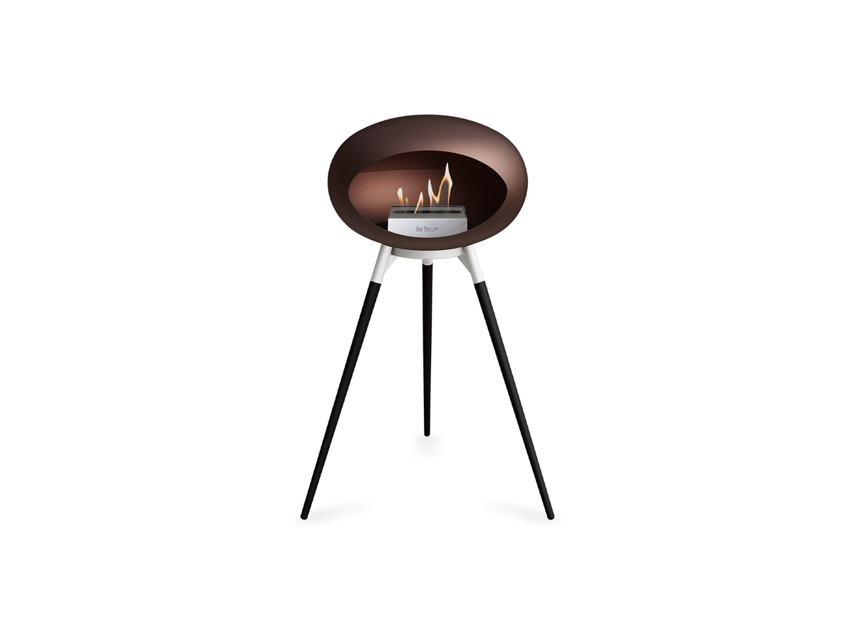 Ground High Fireplace by Le Feu - Mocca Dome / White Bowl / Black Oak Base