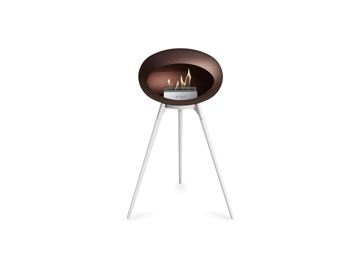 Ground High Fireplace by Le Feu - Mocca Dome / White Bowl / White Oak Base