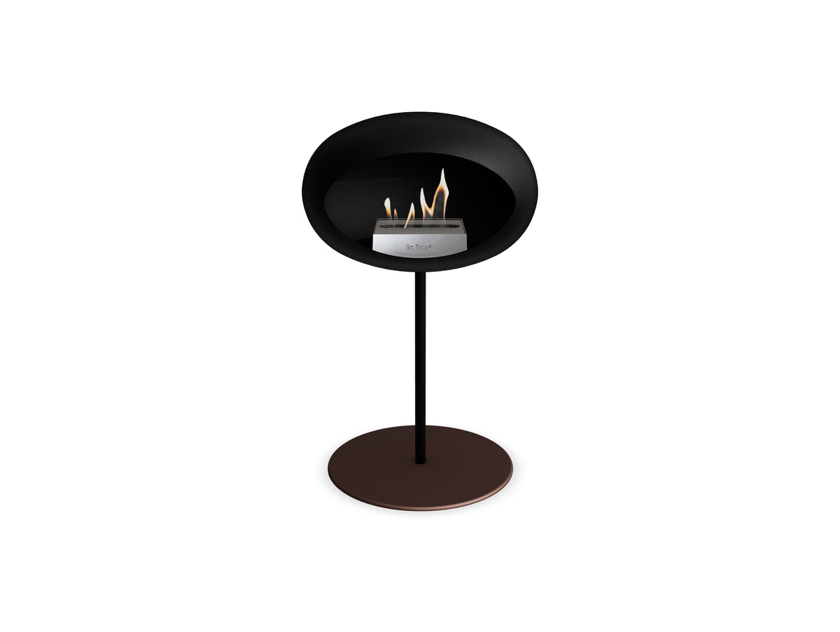 Steel Low Fireplace by Le Feu - Black Dome/ Black Pole 25 mm / Mocca Plate