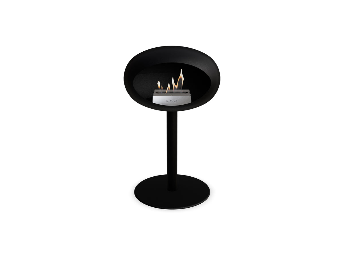 Steel Low Fireplace by Le Feu - Black Dome/ Black Pole 60 mm / Black Plate