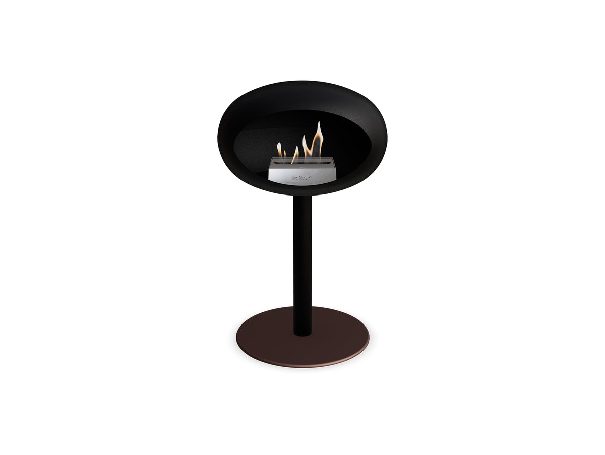 Steel Low Fireplace by Le Feu - Black Dome/ Black Pole 60 mm / Mocca Plate