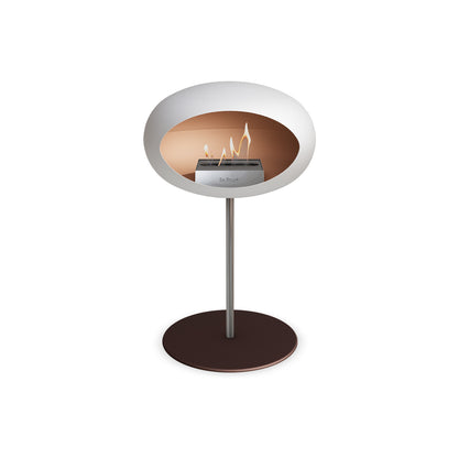Steel Low Fireplace by Le Feu - White Dome/ Polished Steel Pole 25 mm / Mocca Plate