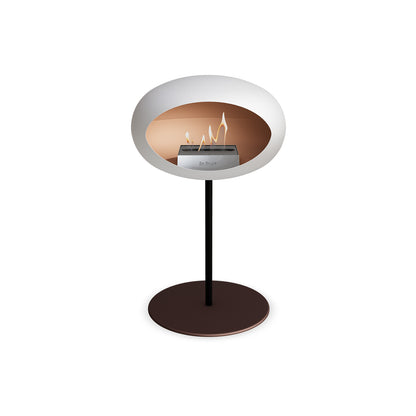 Steel Low Fireplace by Le Feu - White Dome/ Black Pole 25 mm / Mocca Plate