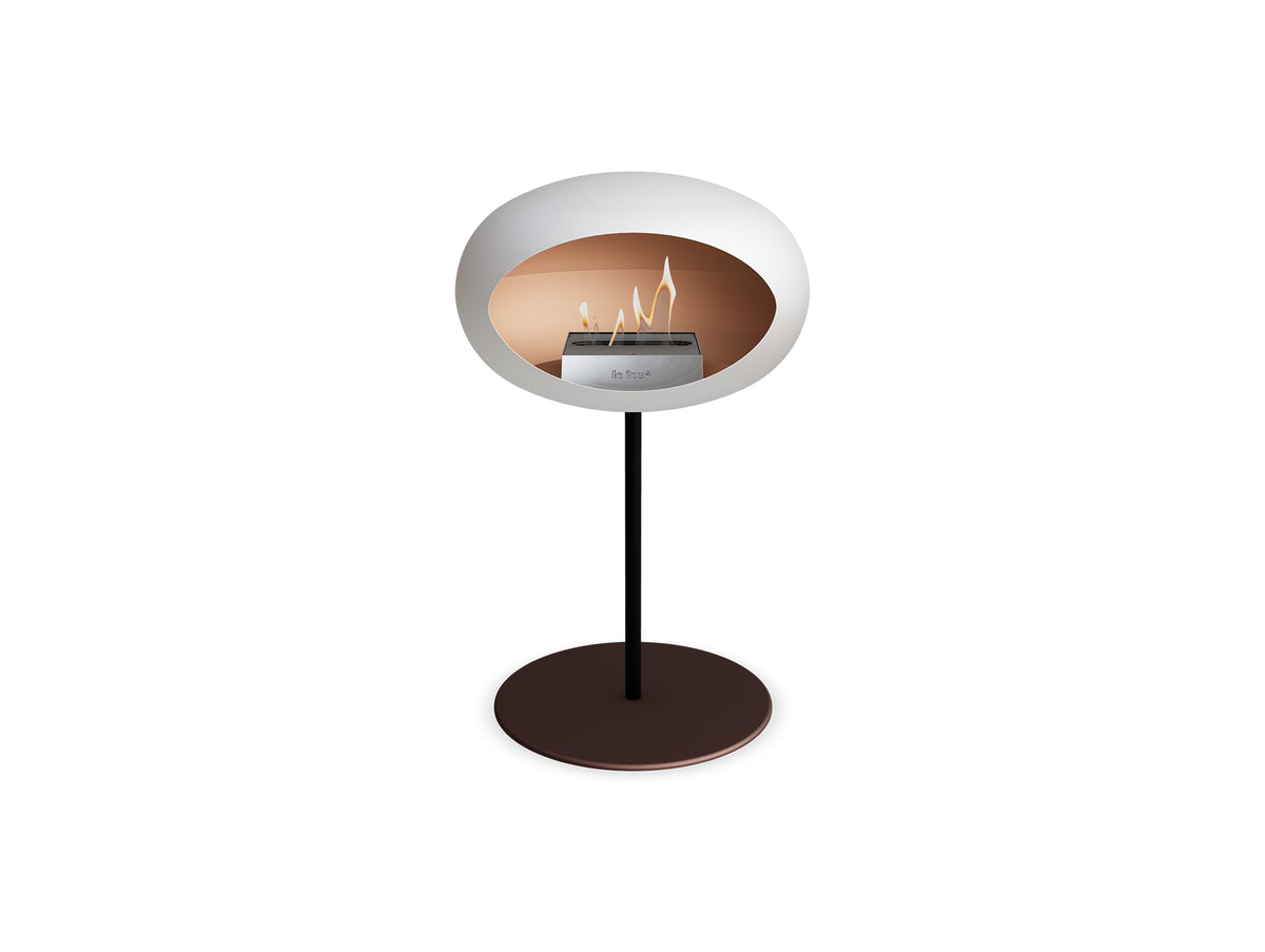 Steel Low Fireplace by Le Feu - White Dome/ Black Pole 25 mm / Mocca Plate
