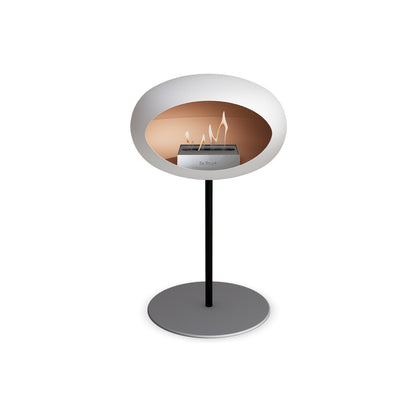 Steel Low Fireplace by Le Feu - White Dome/ Black Pole 25 mm / Polished Steel Plate